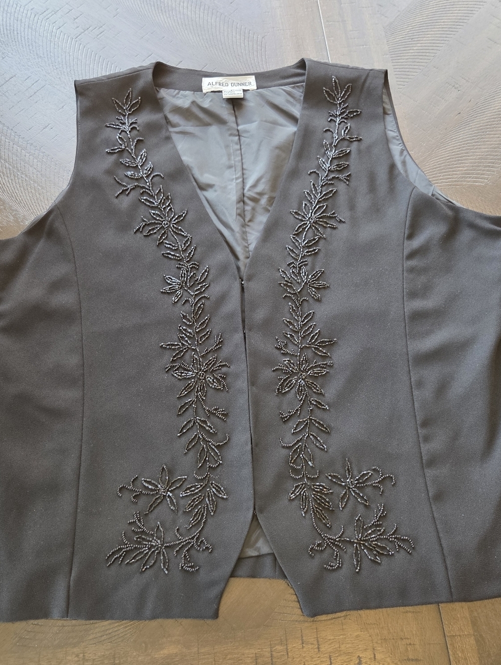 Alfred Dunner Vintage Black Beaded Vest Size 20 Floral Evening Party Layer